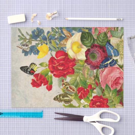 Heldere Big Flowers en Butterflies Tissuepapier (Craft)