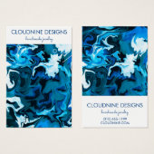 Heldere blauw schilderende zirls die Ketting juwel Visitekaartje (Voorkant /achterkant)