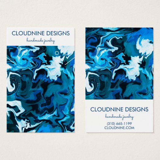 Heldere blauw schilderende zirls die Ketting juwel Visitekaartje (Voorkant /achterkant)