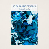 Heldere blauw schilderende zirls die Ketting juwel Visitekaartje (Voorkant)