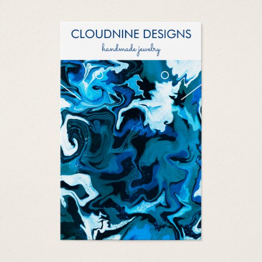 Heldere blauw schilderende zirls die Ketting juwel Visitekaartje (Voorkant)