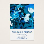 Heldere blauw schilderende zirls die Ketting juwel Visitekaartje (Achterkant)