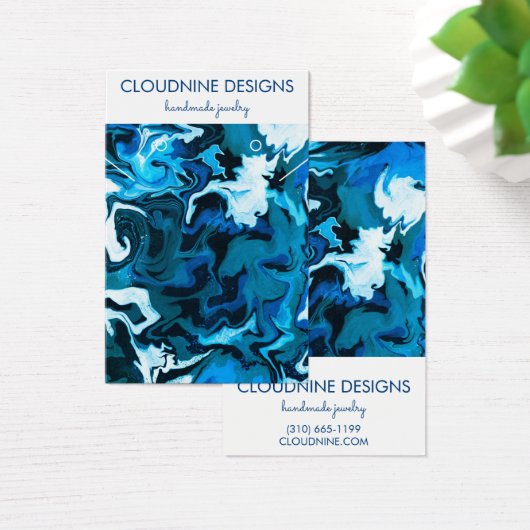 Heldere blauw schilderende zirls die Ketting juwel Visitekaartje (Bureau)