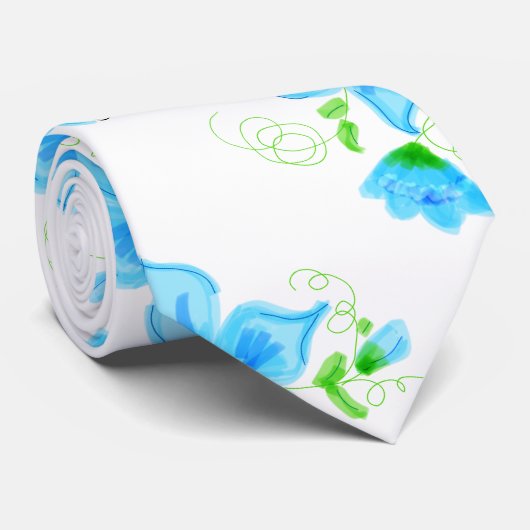 Heldere blauwe bloem stropdas (Opgerold)