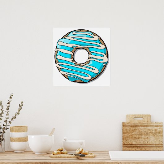 Heldere blauwe donut met Icking Poster (Keuken)