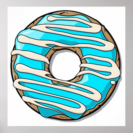 Heldere blauwe donut met Icking Poster (Voorkant)