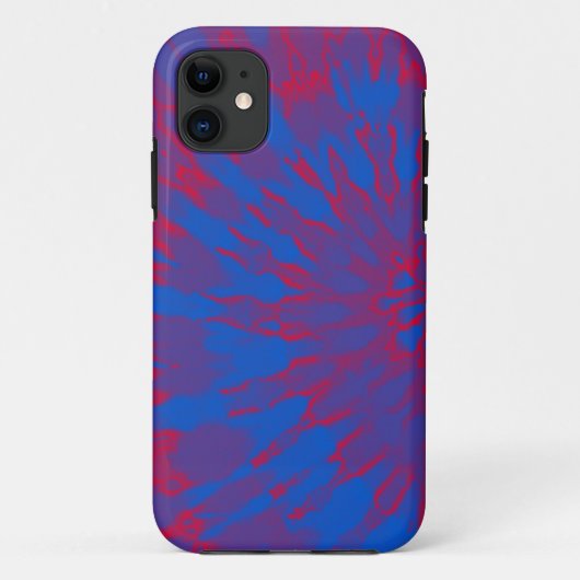 Heldere blauwe en rode spiraalkleurige kleurstof Case-Mate iPhone case (Achterkant)