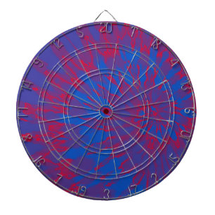 Heldere blauwe en rode spiraalkleurige kleurstof dartbord