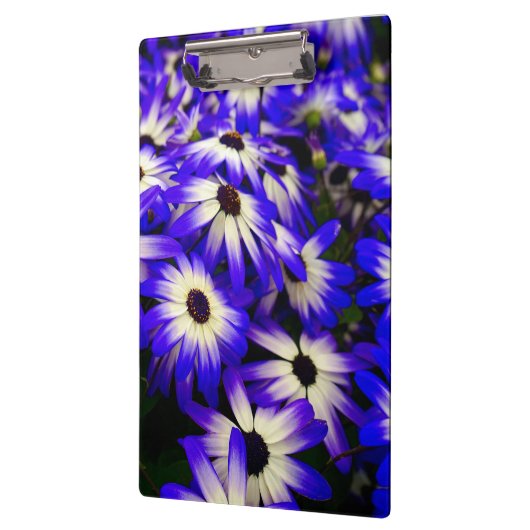 Heldere blauwe en witte digitale bloemen klembord (Links)