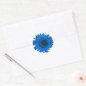 Heldere blauwe en witte Pop zonnebloem Ronde Sticker (Envelop)