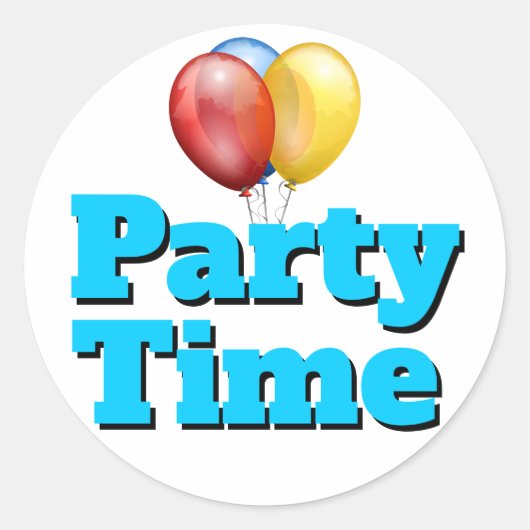 Heldere Blauwe Feesttijd Ballonnen Ronde Sticker (Voorkant)