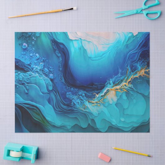 Heldere blauwe golven in de oceaan tissuepapier (Craft)