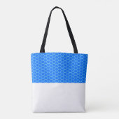 Heldere blauwe honingraatpatroon wit kleurblok tote bag (Achterkant)