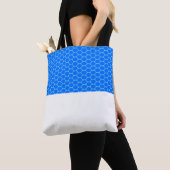 Heldere blauwe honingraatpatroon wit kleurblok tote bag (Dichtbij)