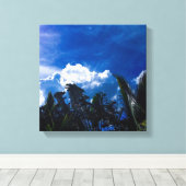 Heldere blauwe lucht met wolken canvas afdruk (Insitu (Houten vloer))