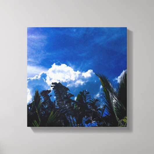 Heldere blauwe lucht met wolken canvas afdruk (Voorkant)