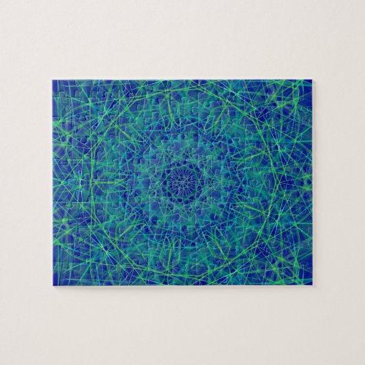 Heldere blauwe mandala paisley puzzel legpuzzel (Horizontaal)