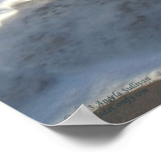 Heldere blauwe oceaan, strand en hemel poster (Hoek)