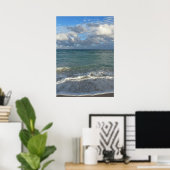 Heldere blauwe oceaan, strand en hemel poster (Thuiskantoor)