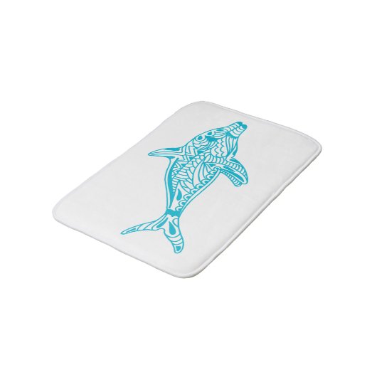 Heldere blauwe patroondolfijnkunst badmat (Gekanteld)