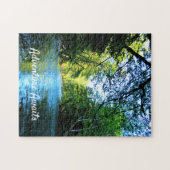 Heldere blauwe rivier onder groene bomen in Washin Legpuzzel (Horizontaal)