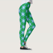 Heldere blauwe sneeuwvlokken op heldere groene Leg Leggings (Rechts)