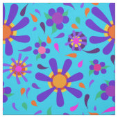 Heldere blauwe standaardbloemen stof (Swatch)