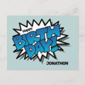 Heldere blauwe striptekst - Happy Birthday Briefkaart (Voorkant)