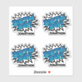 Heldere blauwe striptekst - Happy Birthday Sticker (Vel)