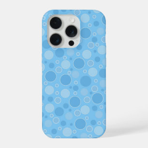 Heldere blauwe tinten met stippen in retro sixties iPhone 15 pro case