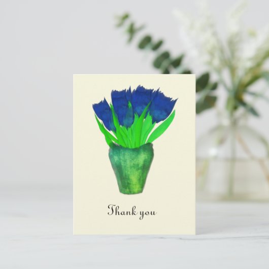 Heldere Blauwe Tulpen Hartelijk dank Briefkaart (Staand voorkant)