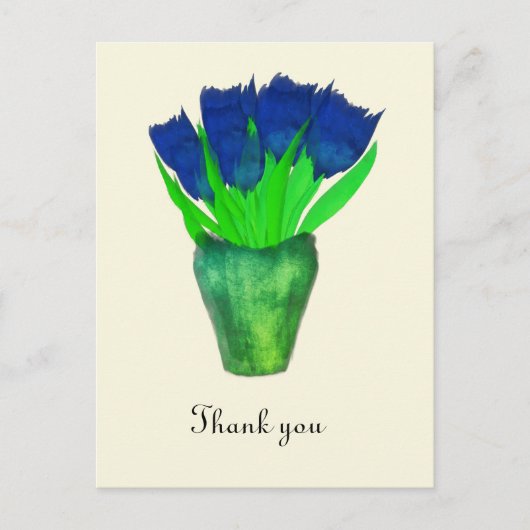 Heldere Blauwe Tulpen Hartelijk dank Briefkaart (Voorkant)