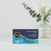 Heldere blauwe watertoevoergolf-plukker visitekaartje (Staand voorkant)