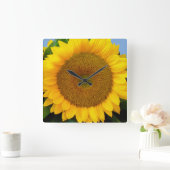 Heldere blauwe zonnebloem vierkante klok (Huis)