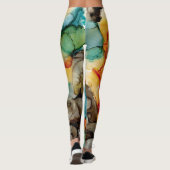 Heldere Blauwgroen Abstracte Leggings (Achterkant)