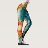 Heldere Blauwgroen Abstracte Leggings (Rechts)