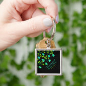 Heldere blauwgroen en kalkgroene floraal sleutelhanger (Hand)