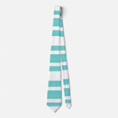Heldere Blauwgroen en witte strepen Stropdas (Voorkant)