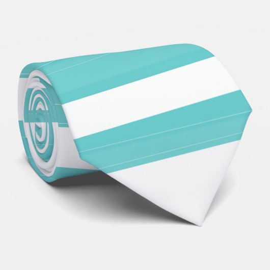 Heldere Blauwgroen en witte strepen Stropdas (Opgerold)