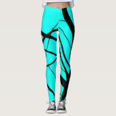 Heldere Blauwgroen en zwarte lineaire Leggings (Voorkant)