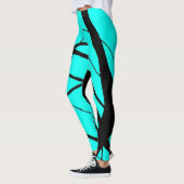 Heldere Blauwgroen en zwarte lineaire Leggings (Links)