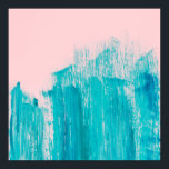 Heldere Blauwgroen gebundelde penseelstreken op pa Poster<br><div class="desc">Deze blauwgroen,  grijze en kleurrijke penseeldruppels op pastelroze achtergrond zijn perfect voor de trendy en stijlvolle vrouw. De gedurfde en artistieke afdruk is geweldig voor vele geschenken en gelegenheden. Geniet van dit moderne en eenvoudige ontwerp voor uw volgende aankoop!</div>