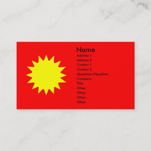 Heldere Blazende Gele Zon op Rode Achtergrond Zonn Visitekaartje (Voorkant)