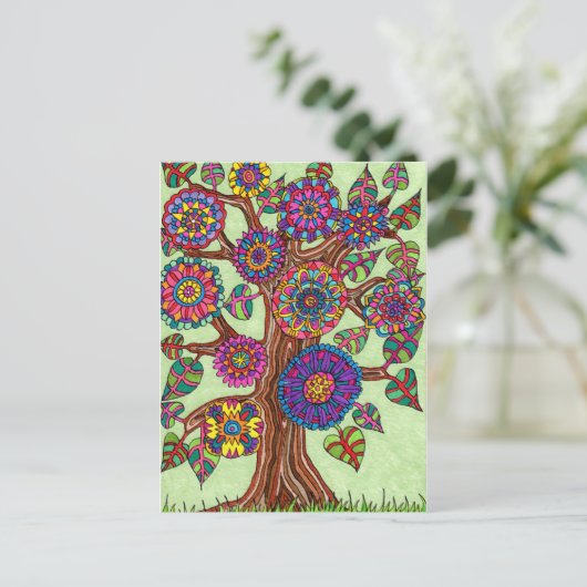 Heldere bloeiende levensstructuur briefkaart (Staand voorkant)