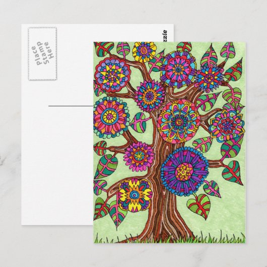 Heldere bloeiende levensstructuur briefkaart (Voorkant / Achterkant)