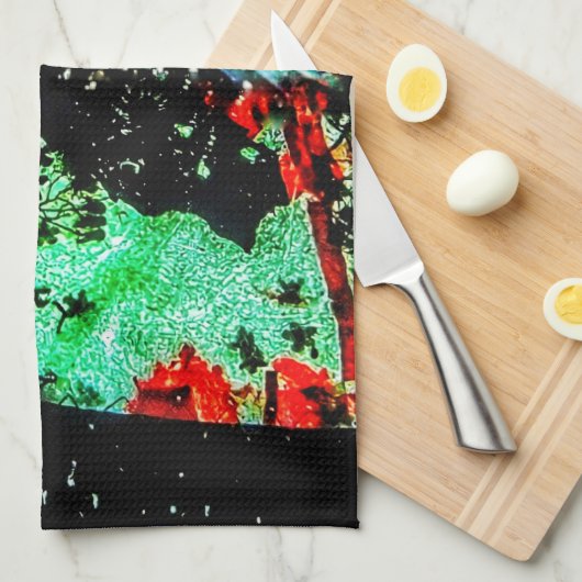 Heldere bloem abstracte keukenhanddoeken, Kalme he Theedoek (Quarter Fold)