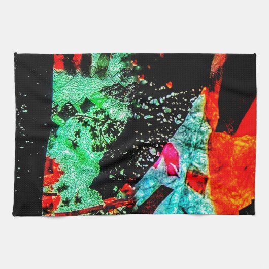 Heldere bloem abstracte keukenhanddoeken, Kalme he Theedoek (Horizontaal)