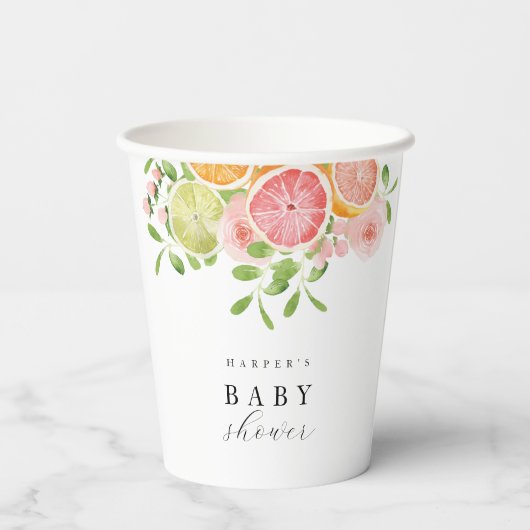 Heldere bloem en citrusbaby shower papieren bekers (Achterkant)