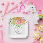 Heldere bloem en citrusbaby shower papieren bordje (Feest)