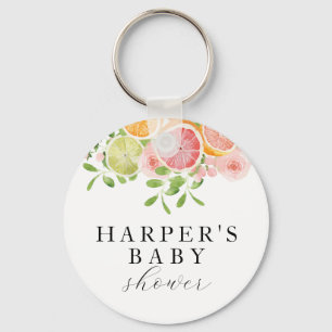 Heldere bloem en citrusbaby shower sleutelhanger